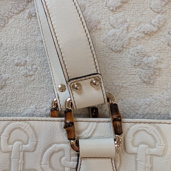 Authentic white Gucci Horsebit Embossed vintage tote - Picture 6 of 12